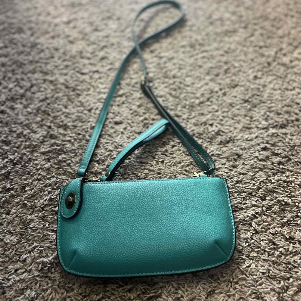 Teal joy Susan wristlet clutch purse